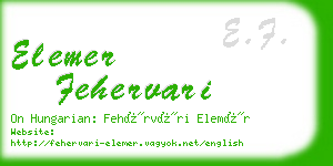 elemer fehervari business card